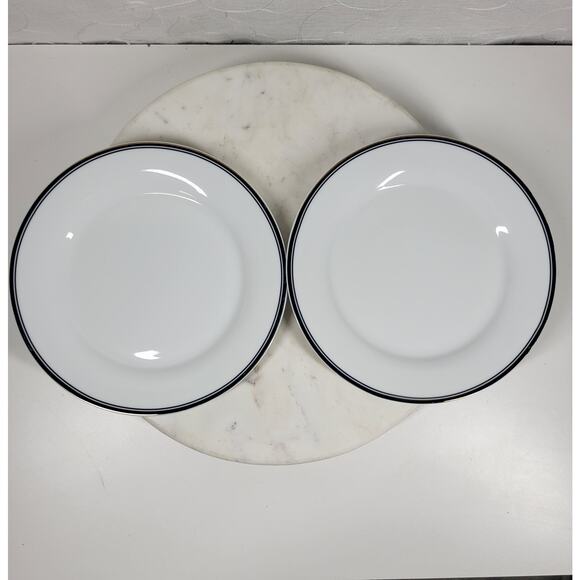 Williams Sonoma Open Kitchen Salad Plate 9" Gold Trim Porcelain 2-Pc Dinnerware - Picture 4 of 12